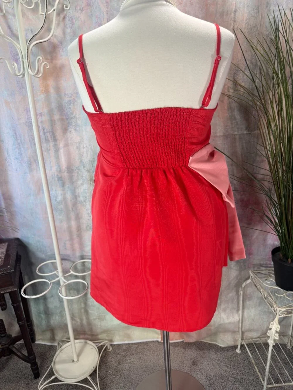 📌Future Collective Red Cocktail - Party Mini Dress with Pink Bow Accent - Picture 2 of 16